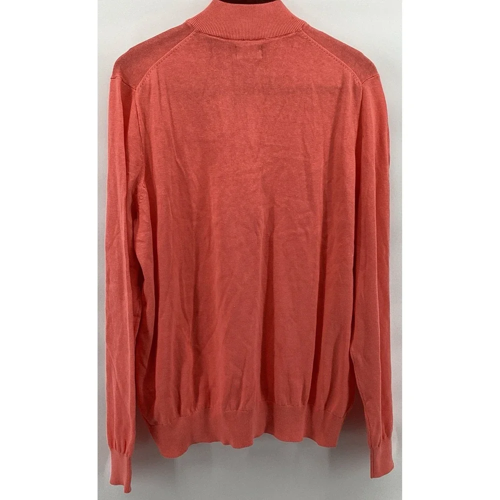 CHAPS Men's XLarge Quarter Zip Pullover Coral Rose 100% Cotton Long Sleeve